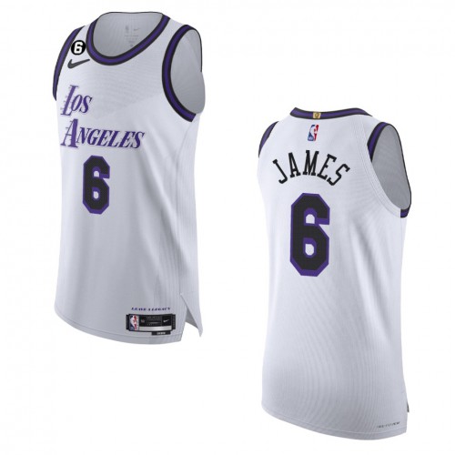 Los Angeles Los Angeles Lakers #6 LeBron James White 2022-23 Authentic Jersey - City Edition Mens