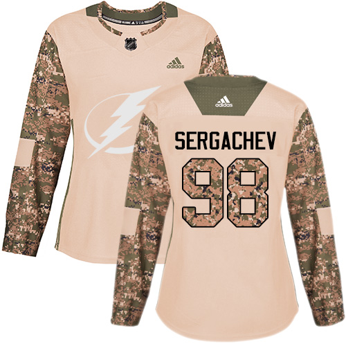 Adidas Tampa Bay Lightning #98 Mikhail Sergachev Camo Authentic 2017 Veterans Day Women's Stitched Jersey Womens