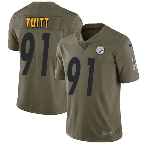 Pittsburgh Steelers #91 Stephon Tuitt Olive Youth Stitched Limited 2017 Salute to Service Jersey Youth