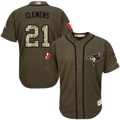 Toronto Blue Jays #21 Roger Clemens Green Salute to Service Stitched Jersey Men's