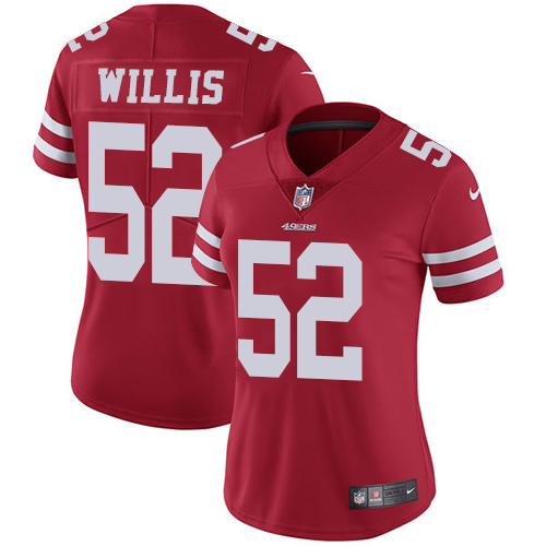 San Francisco 49ers #52 Patrick Willis Red Team Color Women's Stitched Vapor Untouchable Limited Jersey Womens
