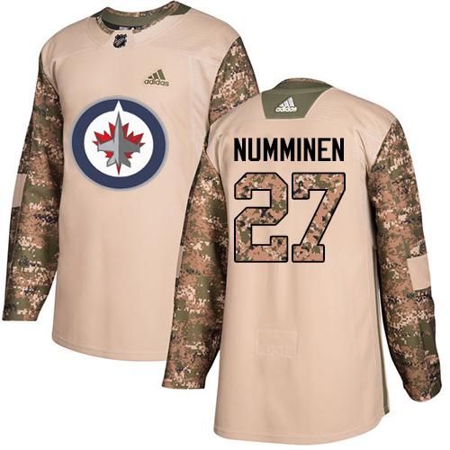 Adidas Winnipeg Jets #27 Teppo Numminen Camo Authentic 2017 Veterans Day Stitched Jersey Men's