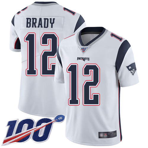 Patriots #12 Tom Brady White Youth Stitched 100th Season Vapor Limited Jersey