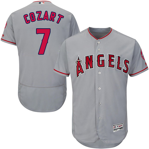 Los Angeles Angels of Anaheim #7 Zack Cozart Grey Flexbase Authentic Collection Stitched Jersey Men's