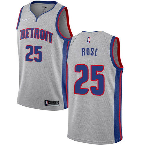 Detroit Pistons #25 Derrick Rose Silver Swingman Statement Edition Jersey Mens