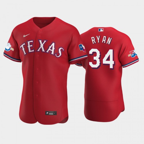 Texas Texas Rangers #34 Nolan Ryan Authentic 50th Anniversary Men's Alternate Jersey - Red Men's