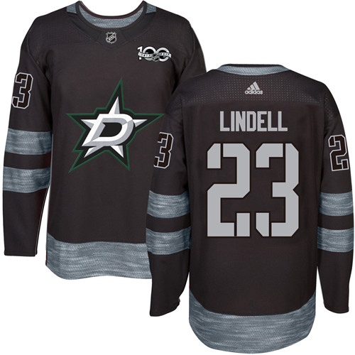 Adidas Dallas Stars #23 Esa Lindell Black 1917-2017 100th Anniversary Stitched Jersey Men's