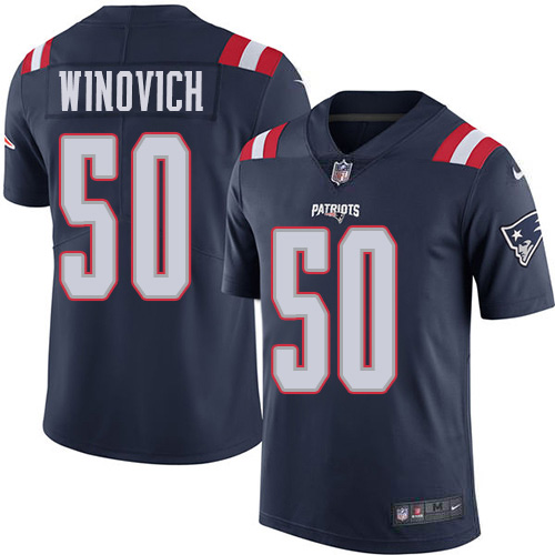 New England Patriots #50 Chase Winovich Navy Blue Men's Stitched Limited Rush Jersey Men's