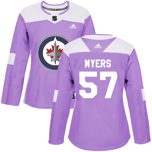 Adidas Winnipeg Jets #57 Tyler Myers Purple Authentic Fights Cancer Women's Stitched Jersey Womens