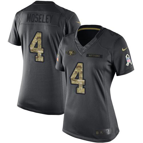 San Francisco 49ers #4 Emmanuel Moseley Black Women's Stitched Limited 2016 Salute to Service Jersey Womens