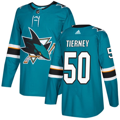 Adidas San Jose Sharks #50 Chris Tierney Teal Home Authentic Stitched Jersey Men's