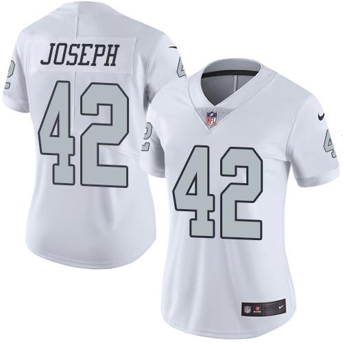 Las Vegas Raiders #42 Karl Joseph White Women's Stitched Limited Rush Jersey Womens
