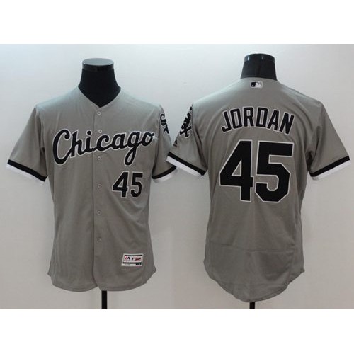 Chicago White Sox #45 Michael Jordan Grey Flexbase Authentic Collection Stitched Jersey Men's