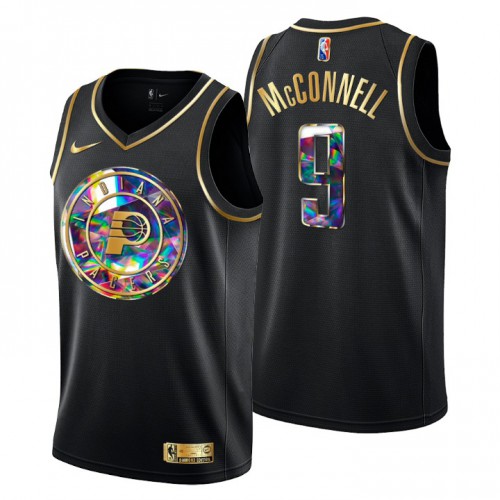 Indiana Indiana Pacers #9 T.J. McConnell Mens Golden Edition Diamond Logo 2021/22 Swingman Jersey - Black Mens