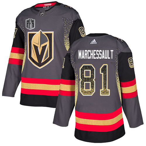 Adidas Golden Knights #81 Jonathan Marchessault Grey 2023 Stanley Cup Final Patch Home Authentic Drift Fashion Stitched Jersey