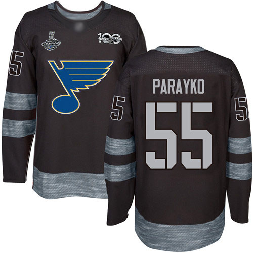 Adidas St. Louis Blues #55 Colton Parayko Black 1917-2017 100th Anniversary Stanley Cup Champions Stitched Jersey Men's