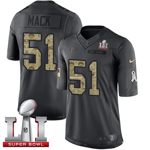 Atlanta Falcons #51 Alex Mack Black Super Bowl LI 51 Youth Stitched Limited 2016 Salute to Service Jersey Youth