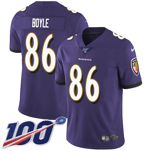 Baltimore Ravens #86 Nick Boyle Purple Team Color Men's Stitched 100th Season Vapor Untouchable Limited Jersey Men's