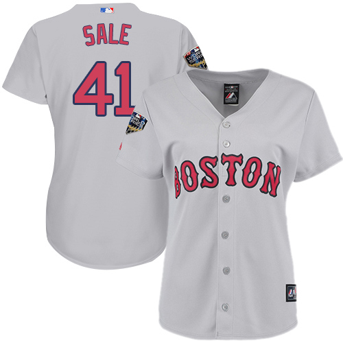 Boston Red Sox #41 Chris Sale Grey Road 2018 World Series Women's Stitched Jersey Womens