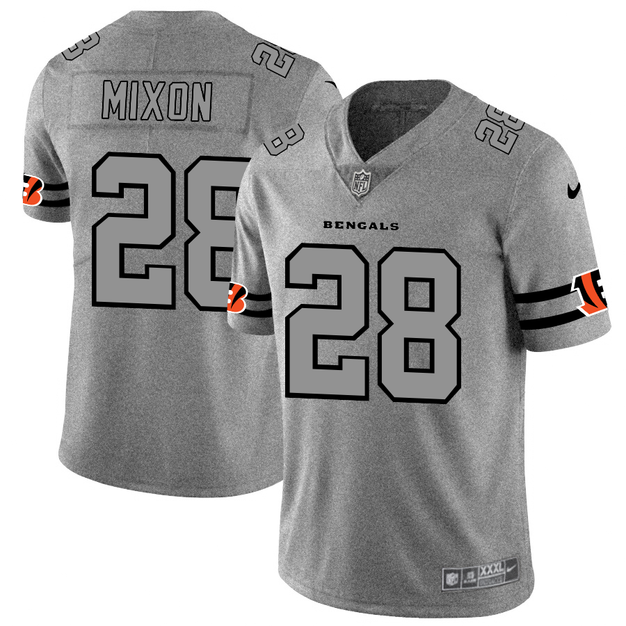Cincinnati Bengals #28 Joe Mixon Men's Gray Gridiron II Vapor Untouchable Limited Jersey