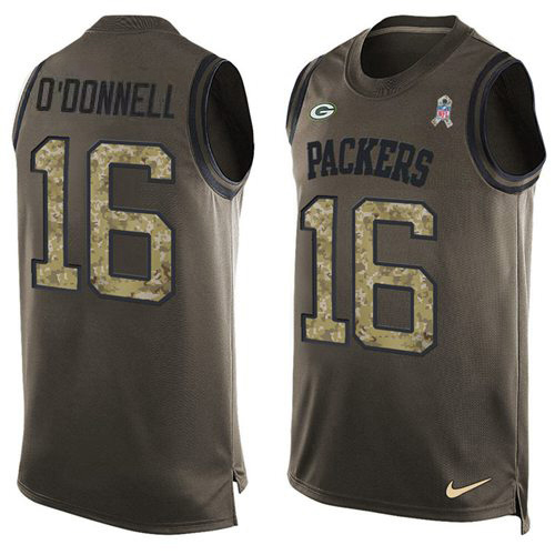 Packers #16 Pat O'Donnell Green Men's Stitched Limited Salute To Service Tank Top Jersey