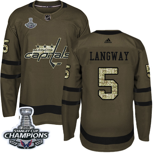 Adidas Washington Capitals #5 Rod Langway Green Salute to Service Stanley Cup Final Champions Stitched Jersey Men's