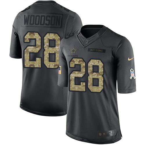 Dallas Cowboys #28 Darren Woodson Black Men's Stitched Limited 2016 Salute To Service Jersey Men's