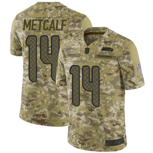 Seahawks #14 D.K. Metcalf Camo Men's Stitched Limited 2018 Salute To Service Jersey