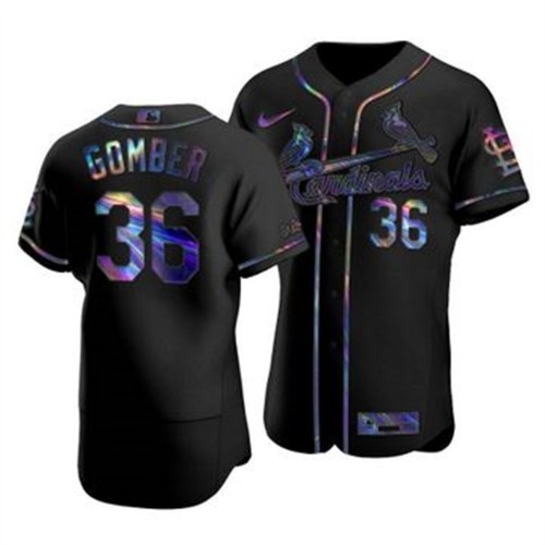 St. Louis St.Louis Cardinals #36 Austin Gomber Men's Iridescent Holographic Collection Jersey - Black Men's