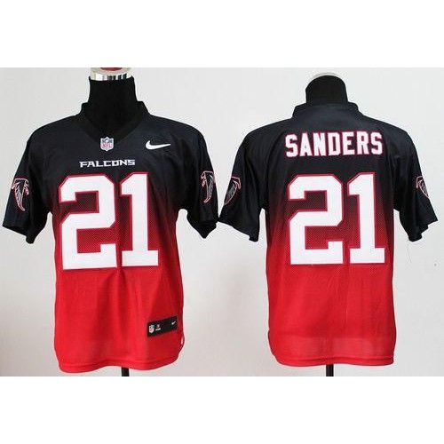 Atlanta Falcons #21 Deion Sanders Black/Red Men's Stitched Elite Fadeaway Fashion Jersey Men's