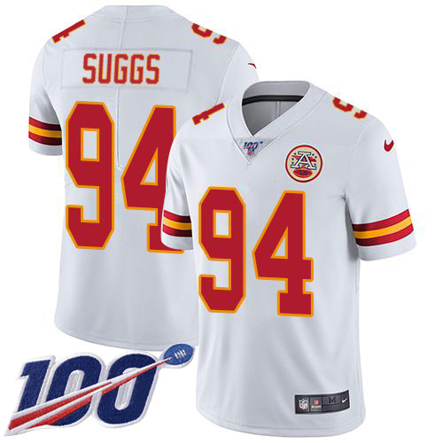Kansas City Chiefs #94 Terrell Suggs White Men's Stitched 100th Season Vapor Untouchable Limited Jersey Men's