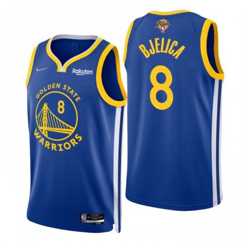 Golden State Warriors #8 Nemanja Bjelica Royal Youth 2022 Finals Icon Edition 75th Anniversary Diamond Swingman Jersey Youth