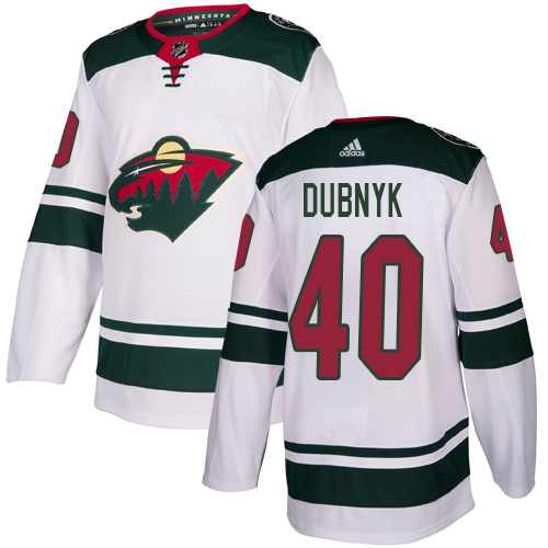 Adidas Minnesota Wild #40 Devan Dubnyk White Road Authentic Stitched Youth Jersey Youth