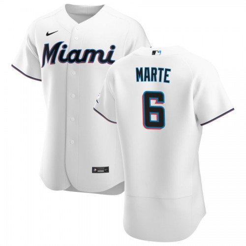 Miami Miami Marlins #6 Starling Marte Men's White Home 2020 Authentic Player Jersey Men's