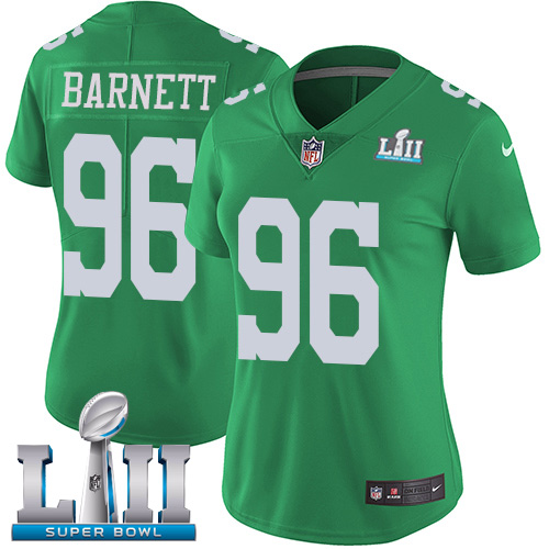 Philadelphia Eagles #96 Derek Barnett Green Super Bowl LII Women's Stitched Limited Rush Jersey Womens