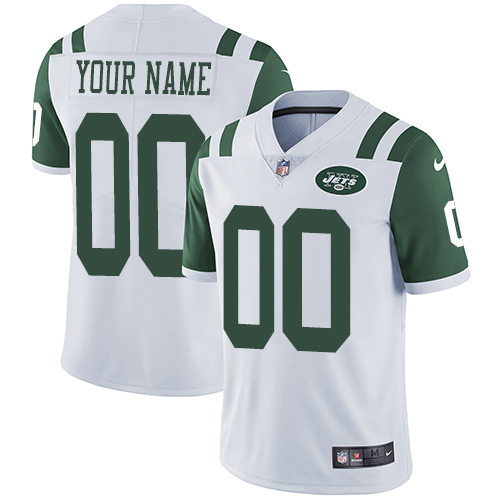 New York Jets Customized White Stitched Vapor Untouchable Limited Youth Jersey
