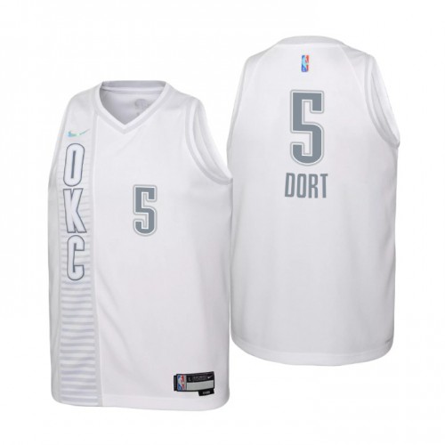 Oklahoma City Oklahoma City Thunder #5 Luguentz Dort Youth White 2021/22 Swingman Jersey - City Edition Youth