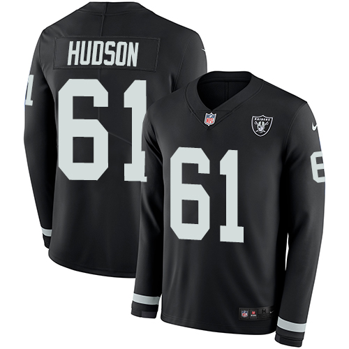 Las Vegas Raiders #61 Rodney Hudson Black Team Color Men's Stitched Limited Therma Long Sleeve Jersey Men's