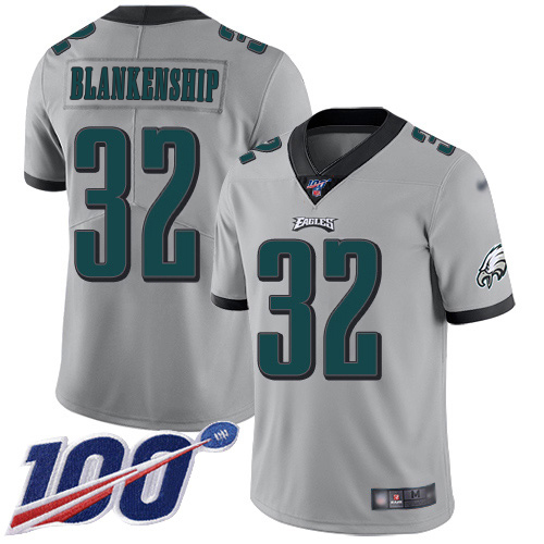 Eagles #32 Reed Blankenship Silver Men's Stitched Limited Inverted Legend 100th Season Jersey