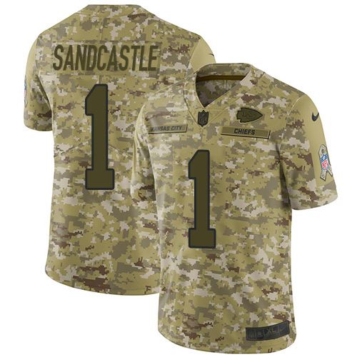 Kansas City Chiefs #1 Leon Sandcastle Camo Men's Stitched Limited 2018 Salute To Service Jersey Men's