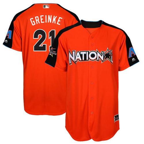 Arizona Diamondbacks #21 Zack Greinke Orange 2017 All-Star National League Stitched Jersey Men's