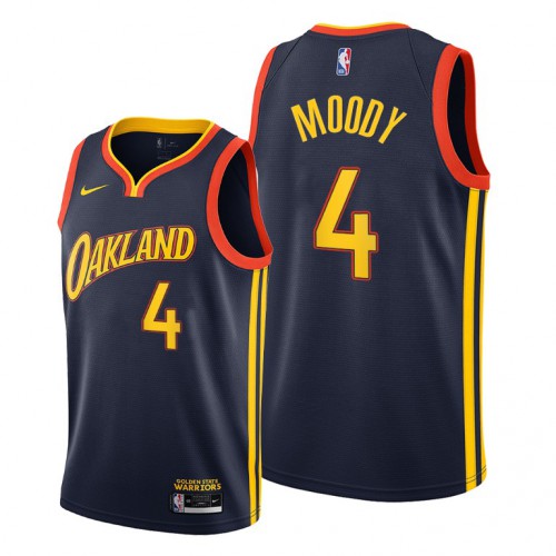 Golden State Golden State Warriors #4 Moses Moody Navy Womens Jersey Womens
