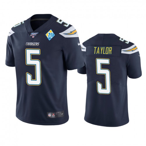 Los Angeles Los Angeles Chargers #5 Tyrod Taylor Navy 60th Anniversary Vapor Limited Jersey Men's