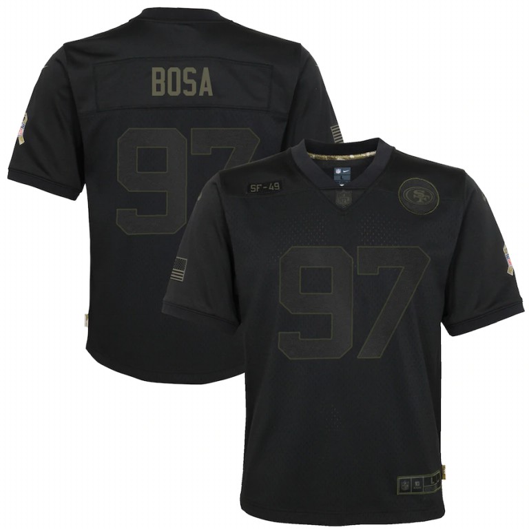 San Francisco 49ers #97 Nick Bosa Youth 2020 Salute To Service Game Jersey Black