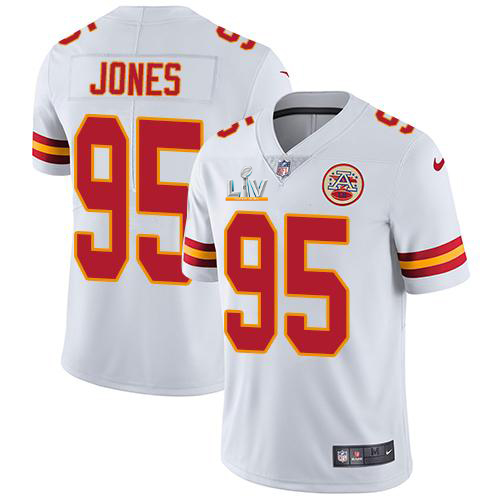 Chiefs #95 Chris Jones White Men's Super Bowl LV Bound Stitched Vapor Untouchable Limited Jersey
