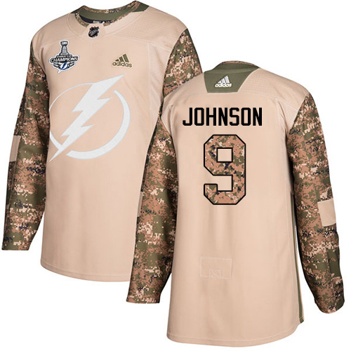 Adidas Tampa Bay Lightning #9 Tyler Johnson Camo Authentic 2017 Veterans Day Youth 2020 Stanley Cup Champions Stitched Jersey Youth