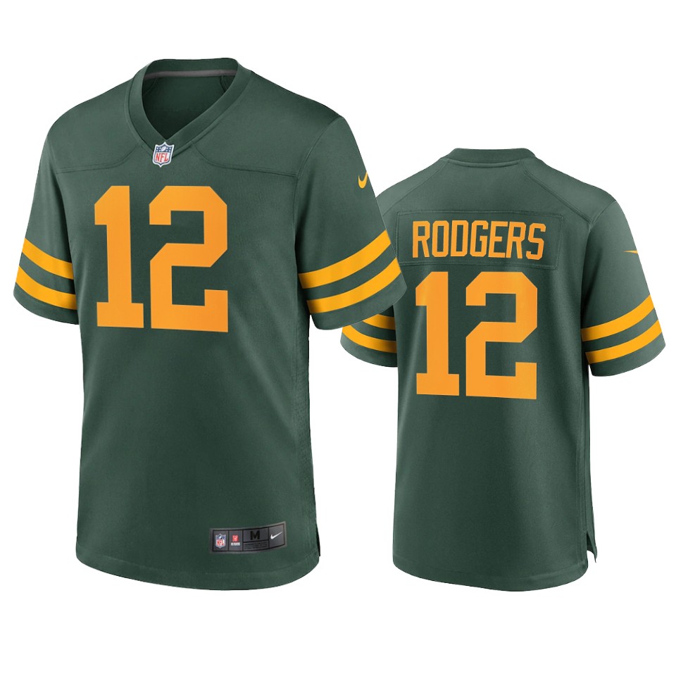 Green Bay Packers #12 Aaron Rodgers Men's Alternate Game Player Jersey - Green