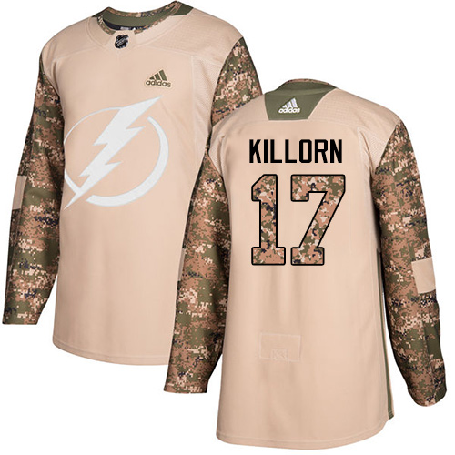 Adidas Tampa Bay Lightning #17 Alex Killorn Camo Authentic 2017 Veterans Day Stitched Jersey Men's