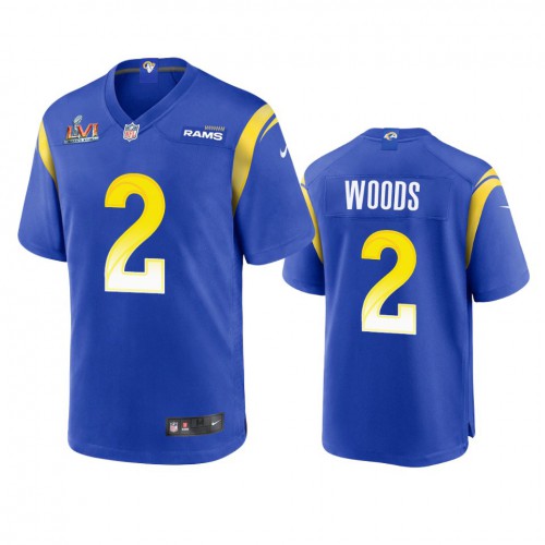 Los Angeles Los Angeles Rams #2 Robert Woods Men's Super Bowl LVI Patch Game Jersey - Royal Men's