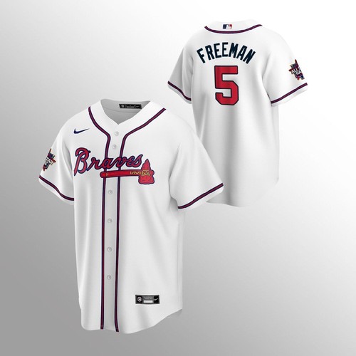 Atlanta Atlanta Braves #5 Freddie Freeman Men's 150th Anniversary 2021 World Series Game Jersey - White Men's